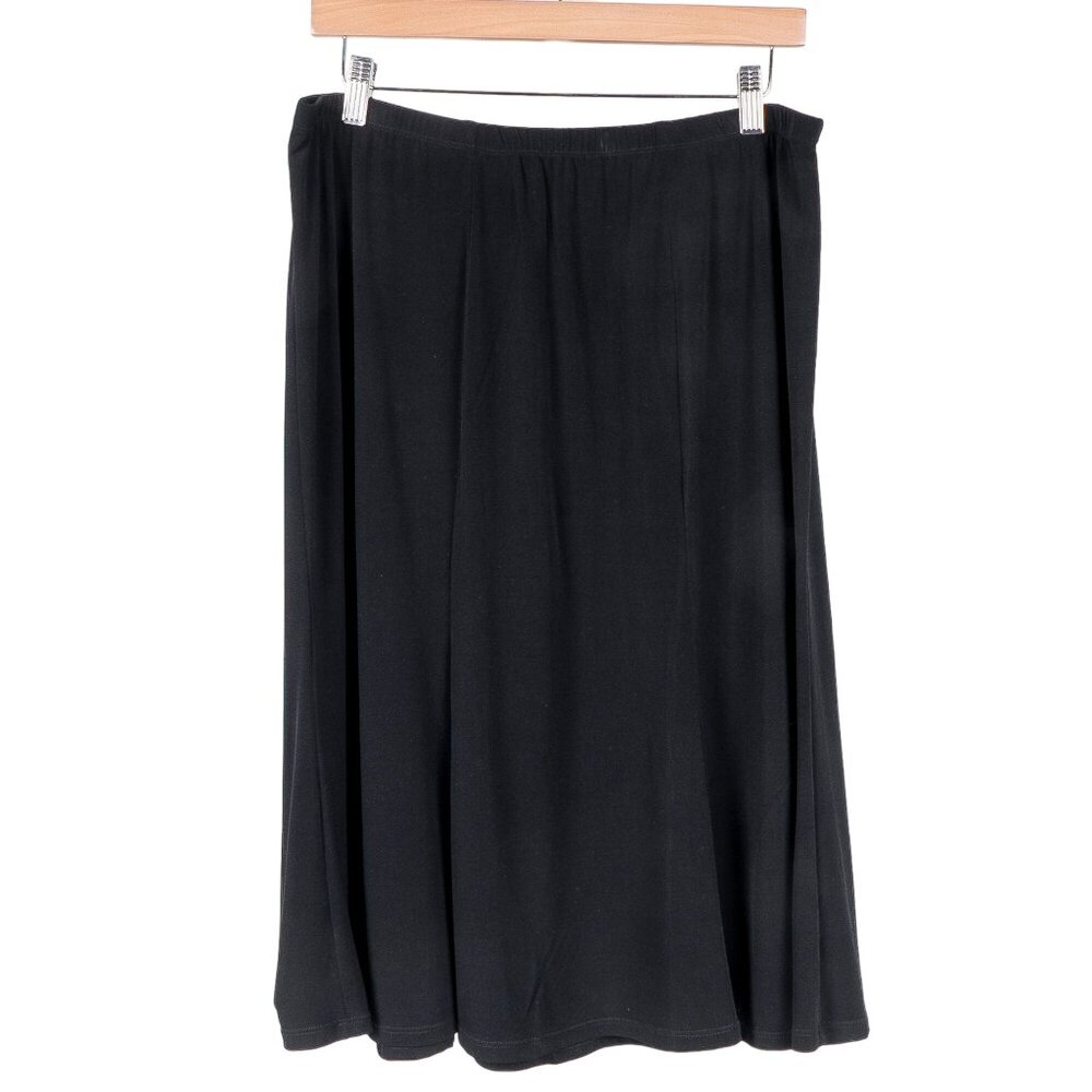 Classic Flare Skirt L Womens Black Elastic Waist Knee Length Whimsigoth Goth
